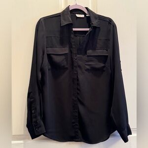 Clearance - New York & Company Women's Classic Black Button Down Shirt